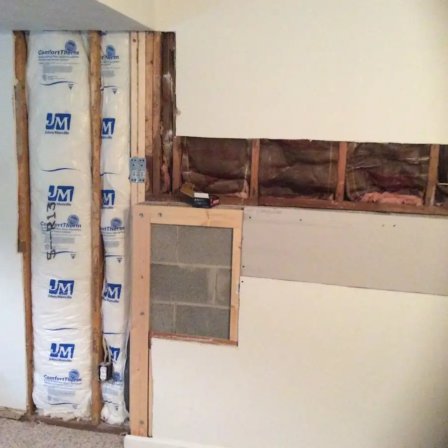 Wall insulation replacement during Basement Flood Cleanup in Wareham